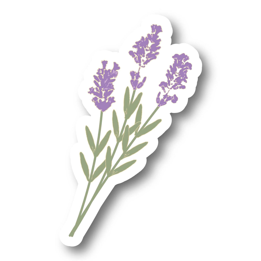 Sticker with lavender design on a white background