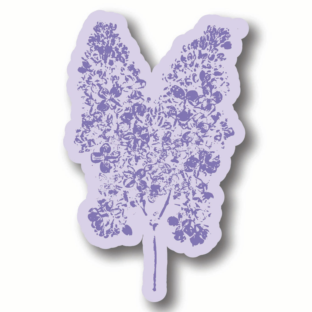 Two-tone purple lilac floral sticker on a white background