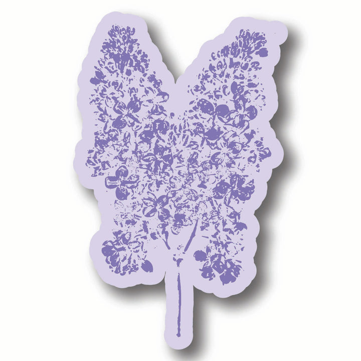 Two-tone purple lilac floral sticker on a white background