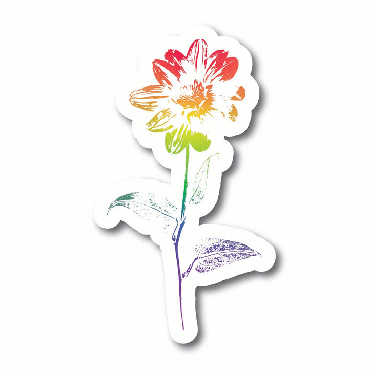 Colorful rainbow flower sticker on a white background