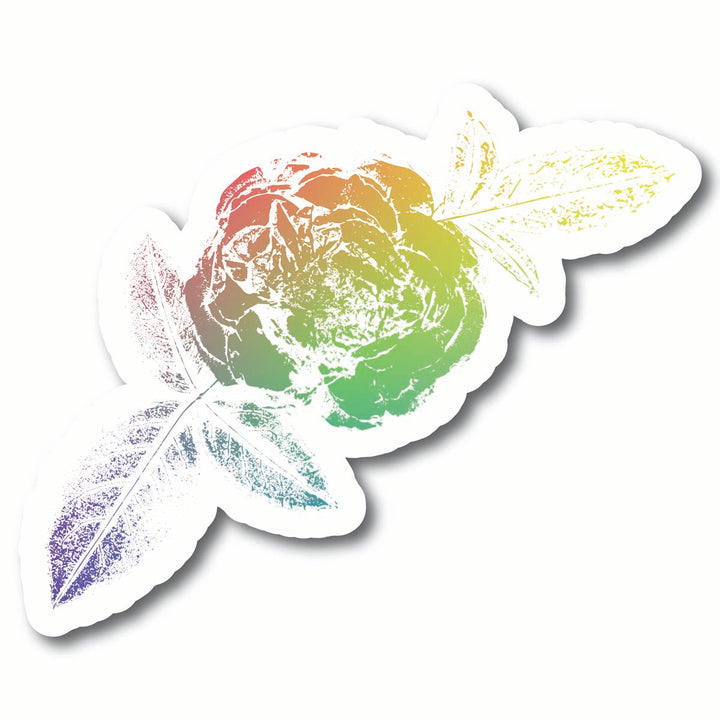 Colorful flower rose sticker design on a white background