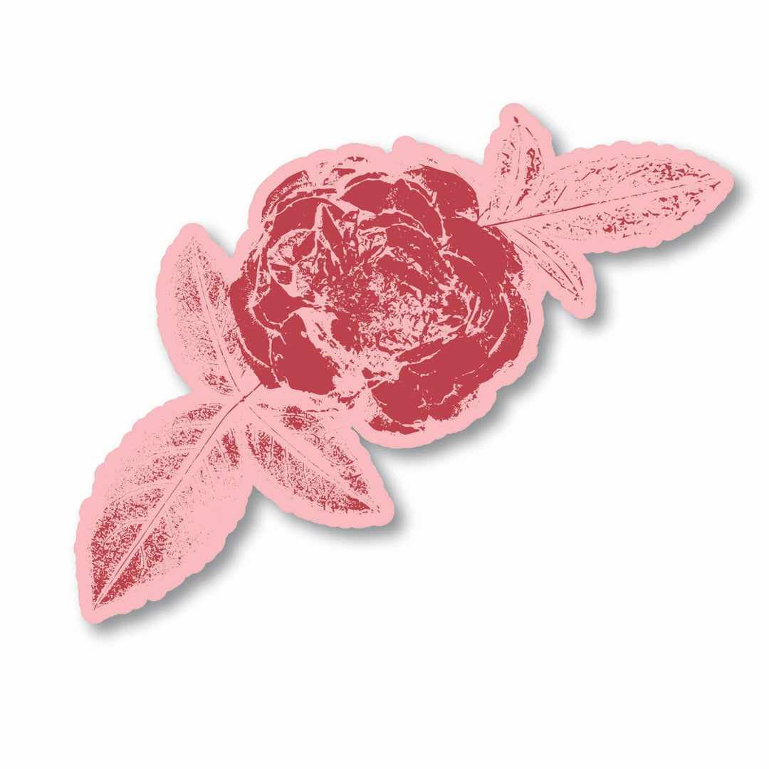 Pink two-tone rose sticker on a white background